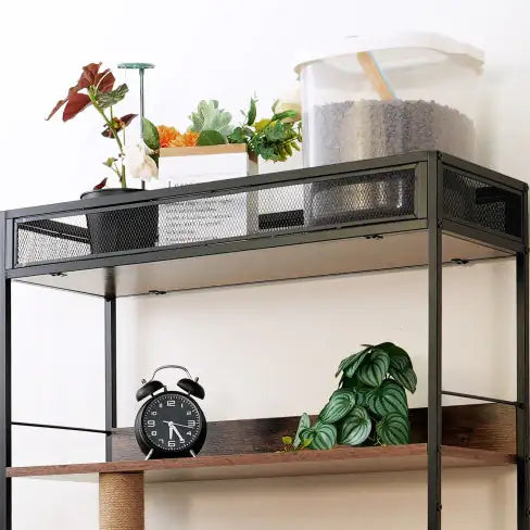 Hidden Litter Box Cabinet with Shelves