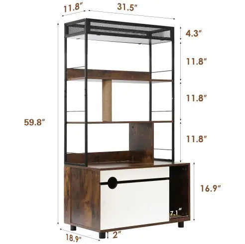 Hidden Litter Box Cabinet with Shelves