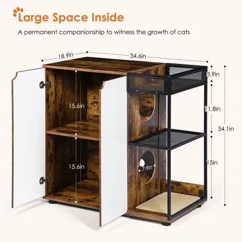 Retro Hidden Litter Box Cabinet