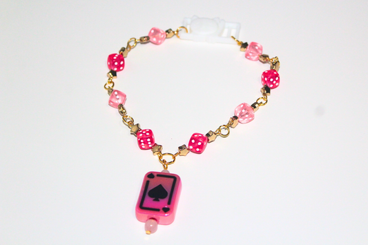 Pink Cards & Dice Collar