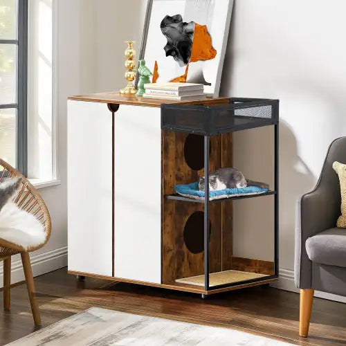 Retro Hidden Litter Box Cabinet